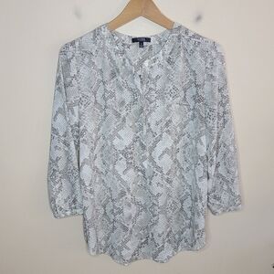 NYDJ | Beige Cream Snake Skin Print 3/4 Sleeve Blouse Size Small